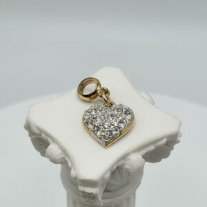 Vtg CAROLEE Pavé Crystal Pendant Charm Gold Tone Crystal Encrusted 1" FREE $HIP!